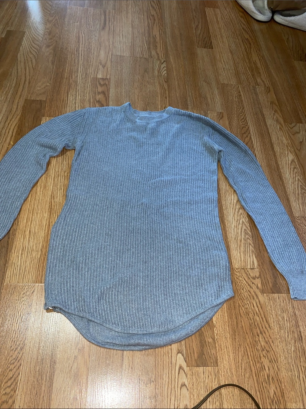 UNIF Heather Blue Ribbed Crewneck Sweater